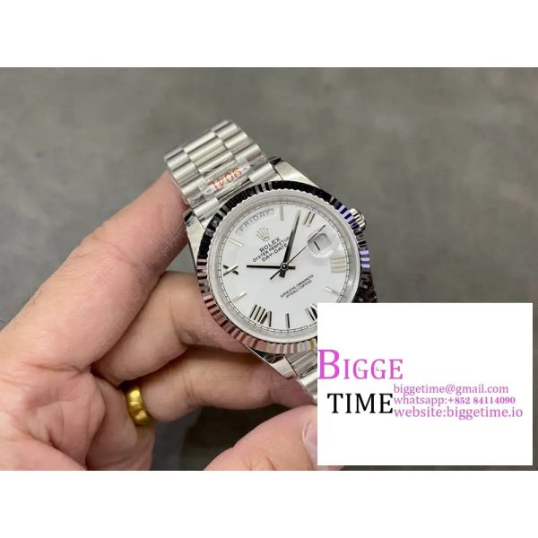 Day Date 40 GMF 1:1 Best Edition 904L Steel White Dial Roman Markers on Bracelet A2836（Tungsten Heavy Version） - Image 4