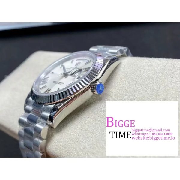 Day Date 40 GMF 1:1 Best Edition 904L Steel White Dial Roman Markers on Bracelet A2836（Tungsten Heavy Version） - Image 6
