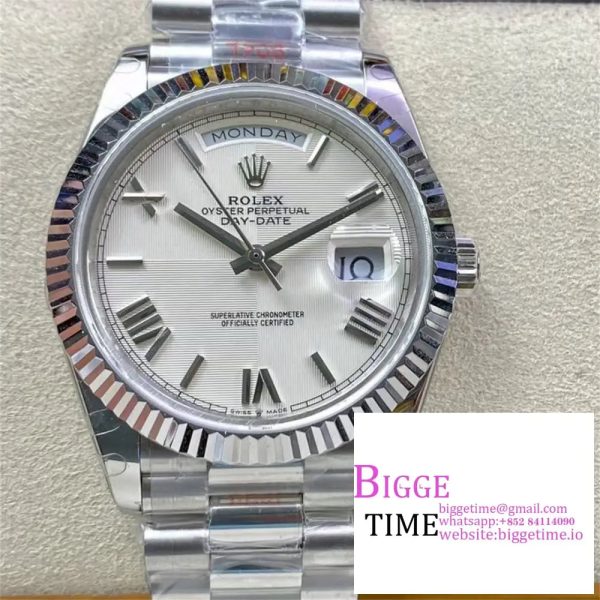 Day Date 40 GMF 1:1 Best Edition 904L Steel White Dial Roman Markers on Bracelet A2836（Tungsten Heavy Version）