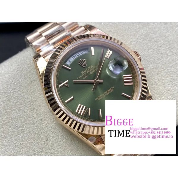 Day Date 40 RG 904L Steel GMF 1:1 Best Edition Green Dial on RG Bracelet A2836（Tungsten Heavy Version） - Image 7