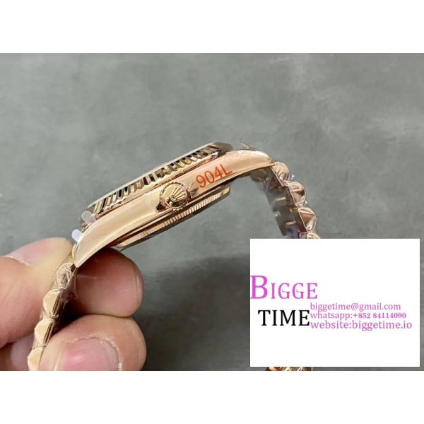 Day Date 40 RG 904L Steel GMF1:1 Best Edition Brown Crystal Dial on RG Bracelet A3235 (Tungsten Heavy Version) - Image 7