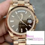 Day Date 40 RG 904L Steel GMF1:1 Best Edition Brown Crystal Dial on RG Bracelet A3235 (Tungsten Heavy Version)