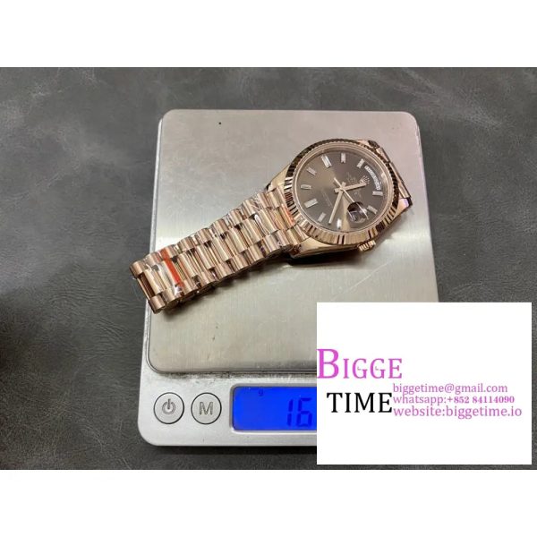 Day Date 40 RG 904L Steel GMF1:1 Best Edition Brown Crystal Dial on RG Bracelet A3235 (Tungsten Heavy Version) - Image 6