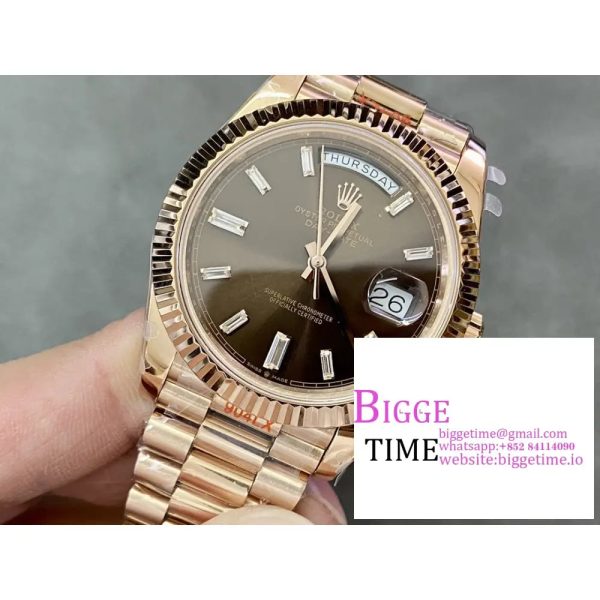 Day Date 40 RG 904L Steel GMF1:1 Best Edition Brown Crystal Dial on RG Bracelet A3235 (Tungsten Heavy Version) - Image 2