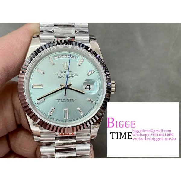 Day Date 40 SS 228236 GMF 1:1 Best Edition Ice Blue Dial Crystal Markers on President Bracelet VR3255(Tungsten Heavy Version) - Image 3