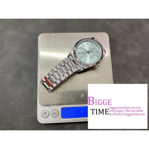 Day Date 40 SS 228236 GMF 1:1 Best Edition Ice Blue Dial Crystal Markers on President Bracelet VR3255(Tungsten Heavy Version) - Image 6