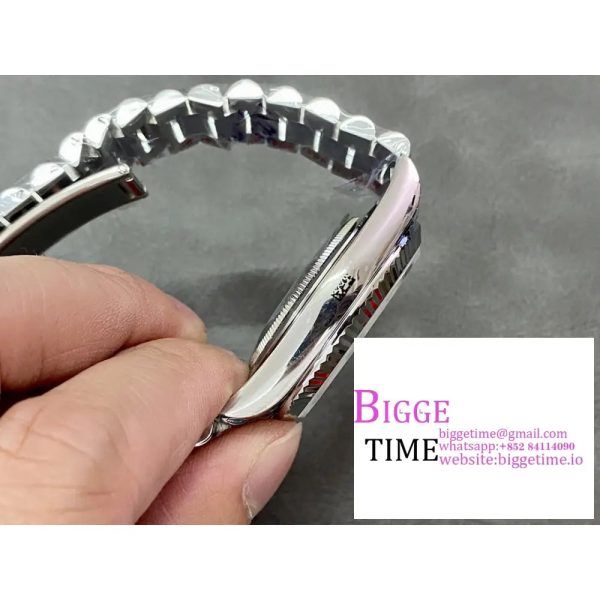Day Date 40 SS 904L Steel GMF 1:1 Best Edition Black Stick Dial on SS Bracelet A2836 - Image 7
