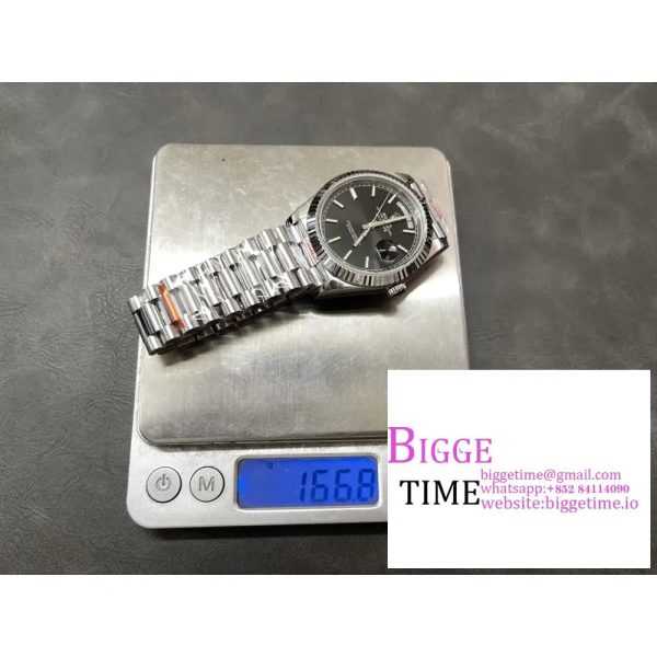 Day Date 40 SS 904L Steel GMF 1:1 Best Edition Black Stick Dial on SS Bracelet A2836 - Image 5