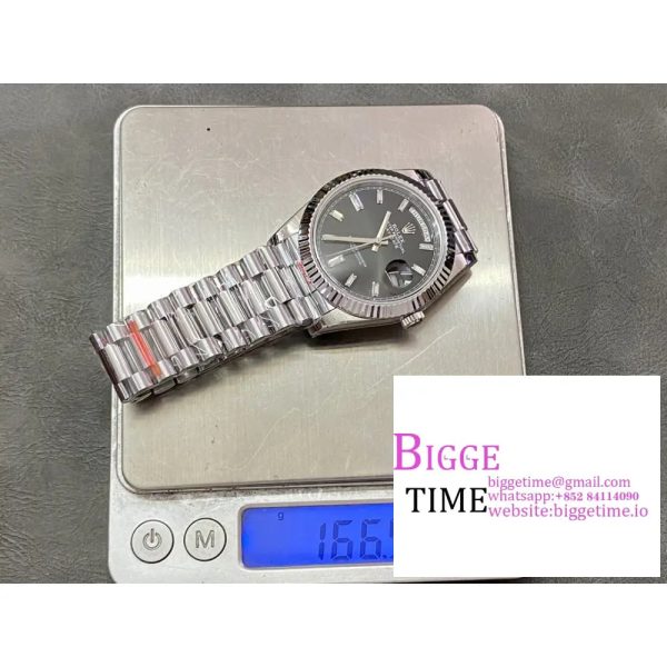 Day Date 40 SS 904L Steel GMF 1:1 Best Edition Black Stick Dial on SS Bracelet A2836 - Image 8