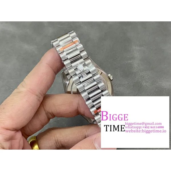 Day Date 40 SS 904L Steel GMF 1:1 Best Edition Black Stick Dial on SS Bracelet A2836 - Image 9