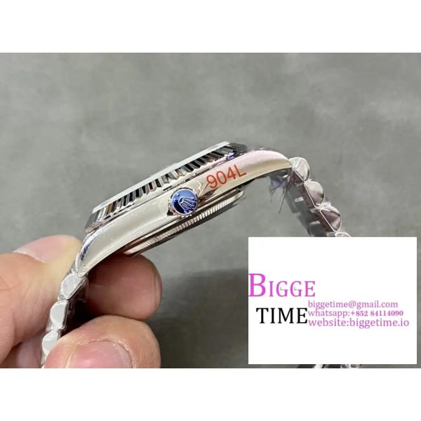 Day Date 40 SS 904L Steel GMF 1:1 Best Edition Black Stick Dial on SS Bracelet A2836 - Image 6
