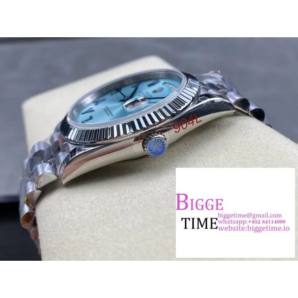 Day Date 40 SS 904L Steel GMF 1:1 Best Edition Blue Dial with Arabic Markers on SS Bracelet A2836 - Image 6