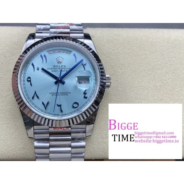 Day Date 40 SS 904L Steel GMF 1:1 Best Edition Blue Dial with Arabic Markers on SS Bracelet A2836 - Image 4