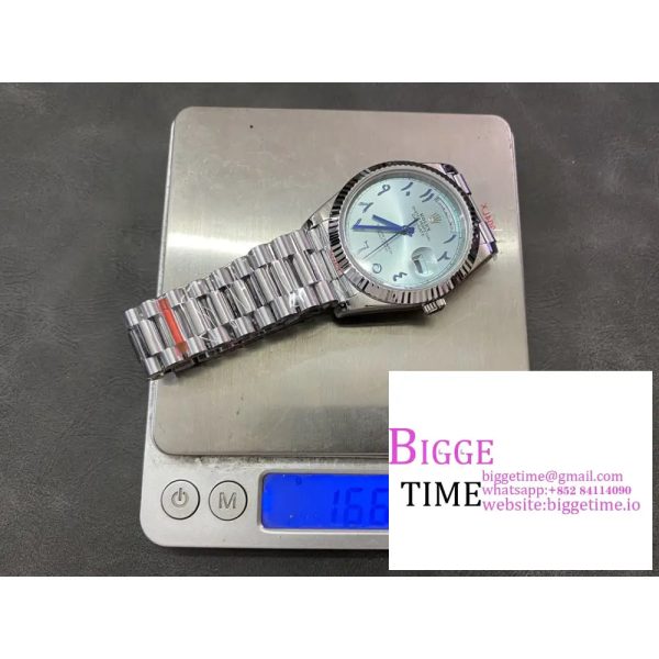 Day Date 40 SS 904L Steel GMF 1:1 Best Edition Blue Dial with Arabic Markers on SS Bracelet A2836 - Image 8