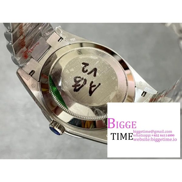 Day Date 40 SS 904L Steel GMF 1:1 Best Edition Polished Bezel Ice Blue Dial on SS Bracelet A2836 - Image 10