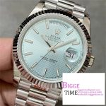 Day Date 40 SS 904L Steel GMF 1:1 Best Edition Polished Bezel Ice Blue Dial on SS Bracelet A2836