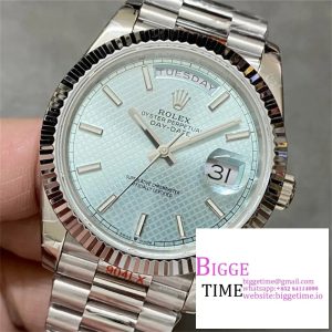 Day Date 40 SS 904L Steel GMF 1:1 Best Edition Polished Bezel Ice Blue Dial on SS Bracelet A2836