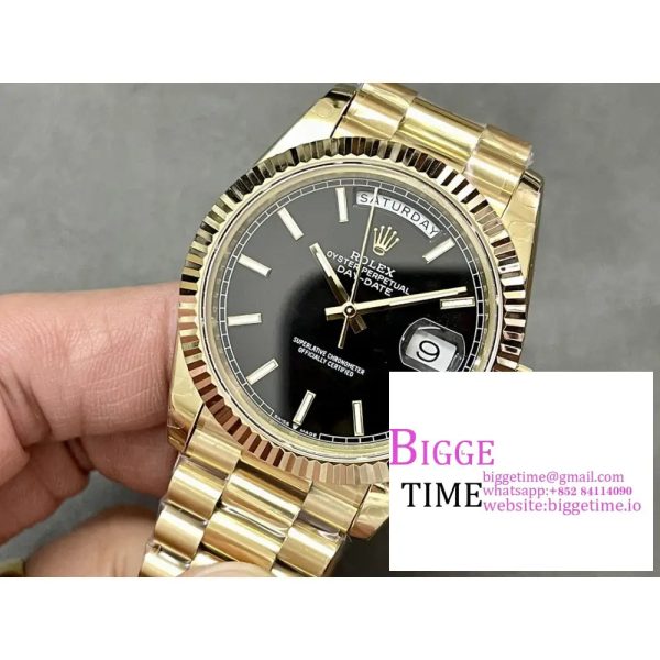 Day Date 40 YG 228238 ARF 1:1 Best Edition Black Dial Stick Markers on President Bracelet VR3255 (Tungsten Heavy Version) - Image 5