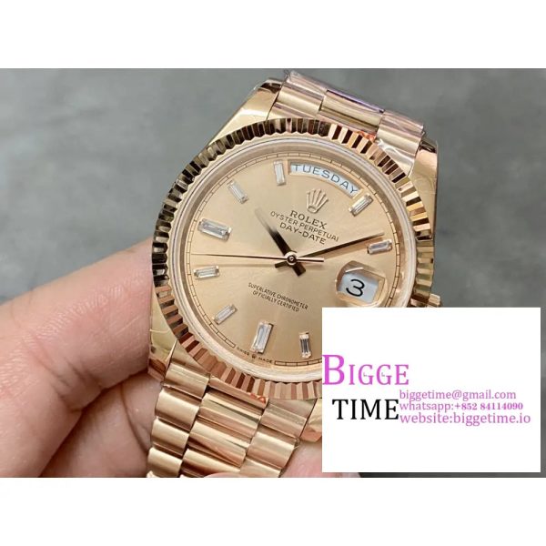 Day Date 40 YG 228238 ARF 1:1 Best Edition YG Dial Crystal Markers on President Bracelet VR3255(Tungsten Heavy Version) - Image 3