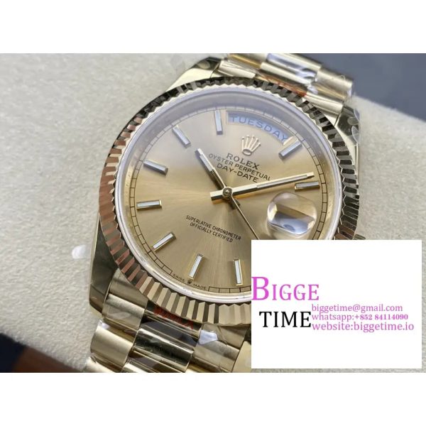 Day Date 40 YG 228238 ARF 1:1 Best Edition YG Dial Stick Markers on President Bracelet VR3255(Tungsten Heavy Version) - Image 4
