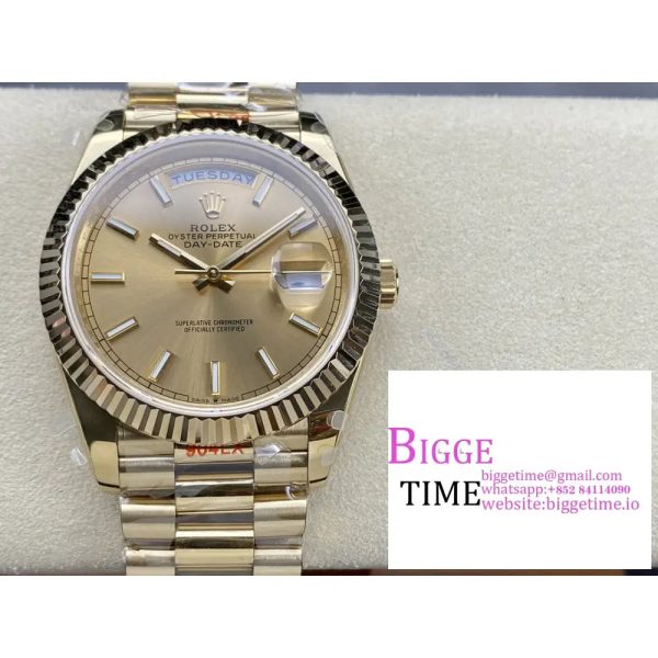 Day Date 40 YG 228238 ARF 1:1 Best Edition YG Dial Stick Markers on President Bracelet VR3255(Tungsten Heavy Version) - Image 5