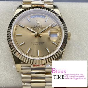 Day Date 40 YG 228238 ARF 1:1 Best Edition YG Dial Stick Markers on President Bracelet VR3255(Tungsten Heavy Version)