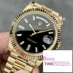 Day Date 40 YG 904L Steel GMF 1:1 Best Edition Black Crystal Dial on YG Bracelet VR3255 V3 (Tungsten Heavy Version)