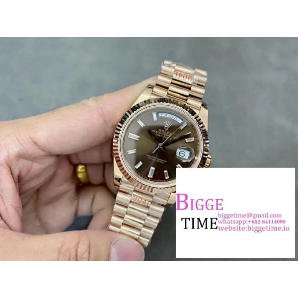 Day Date 40 YG 904L Steel GMF 1:1 Best Edition Brown Roman Dial on YG Bracelet A2836 - Image 3