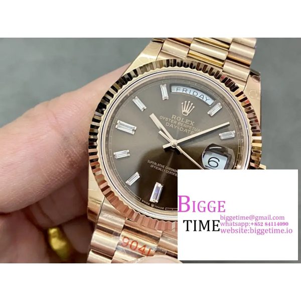Day Date 40 YG 904L Steel GMF 1:1 Best Edition Brown Roman Dial on YG Bracelet A2836 - Image 6