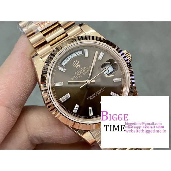 Day Date 40 YG 904L Steel GMF 1:1 Best Edition Brown Roman Dial on YG Bracelet A2836 - Image 4