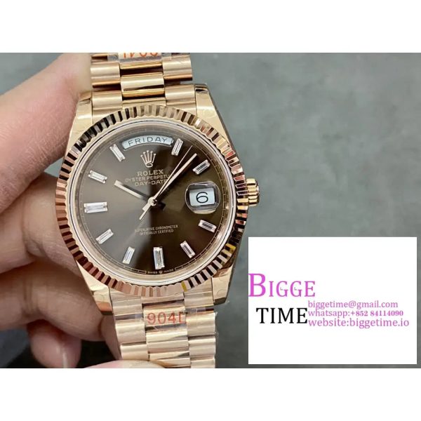 Day Date 40 YG 904L Steel GMF 1:1 Best Edition Brown Roman Dial on YG Bracelet A2836 - Image 5