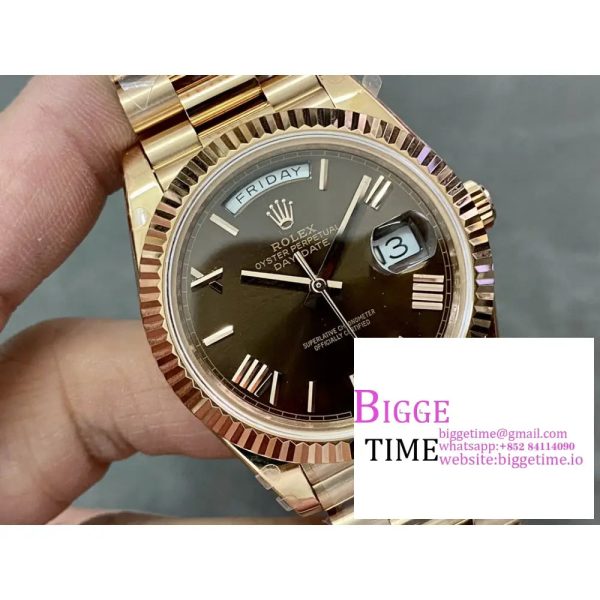Day Date 40 YG 904L Steel GMF 1:1 Best Edition Brown Roman Dial on YG Bracelet A2836 - Image 3