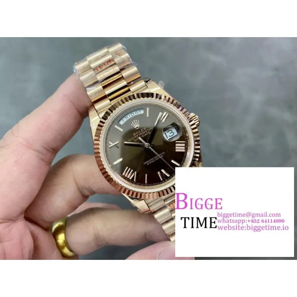 Day Date 40 YG 904L Steel GMF 1:1 Best Edition Brown Roman Dial on YG Bracelet A2836 - Image 5