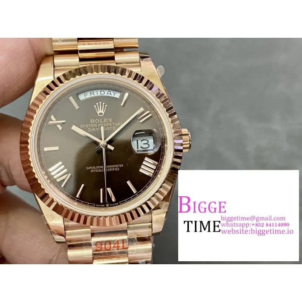 Day Date 40 YG 904L Steel GMF 1:1 Best Edition Brown Roman Dial on YG Bracelet A2836 - Image 2