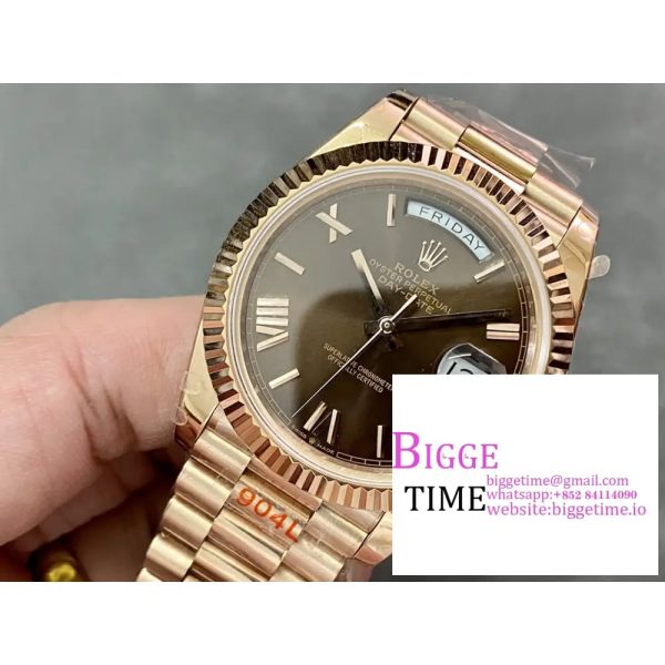 Day Date 40 YG 904L Steel GMF 1:1 Best Edition Brown Roman Dial on YG Bracelet A2836 - Image 4