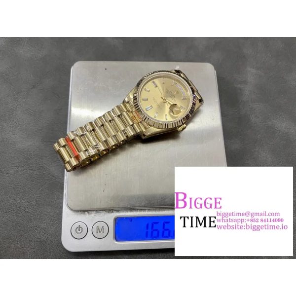 Day Date 40 YG 904L Steel GMF 1:1 Best Edition YG Dial on YG Bracelet A2836（Tungsten Heavy Version） - Image 6