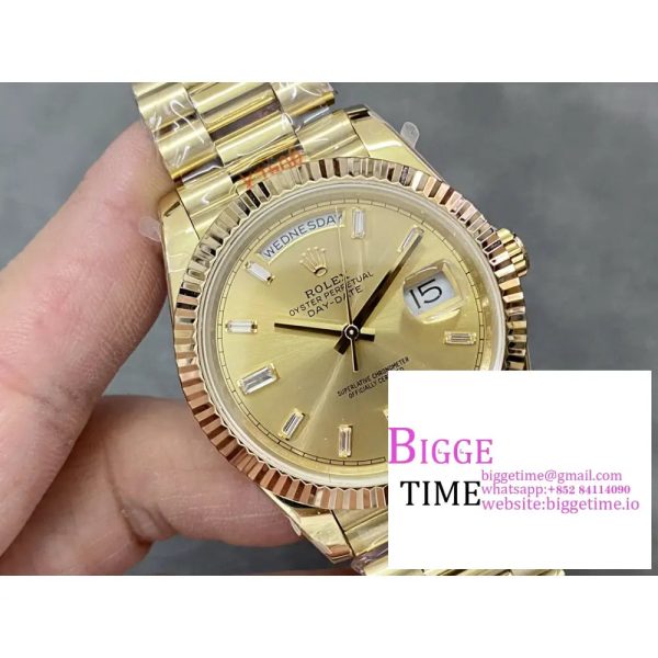 Day Date 40 YG 904L Steel GMF 1:1 Best Edition YG Dial on YG Bracelet A2836（Tungsten Heavy Version） - Image 4