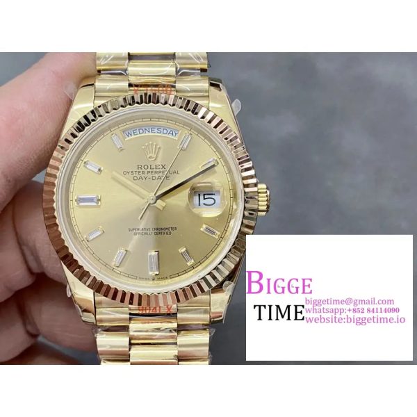 Day Date 40 YG 904L Steel GMF 1:1 Best Edition YG Dial on YG Bracelet A2836（Tungsten Heavy Version） - Image 3