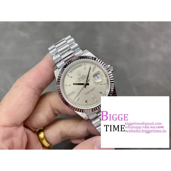 DayDate 40MM Silver Dial Diamond Marker President Bracelet GMF A2836 Tungsten - Image 2