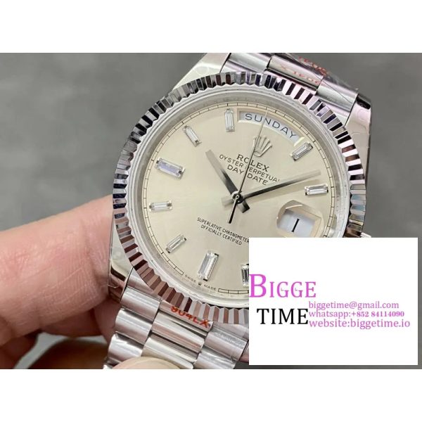 DayDate 40MM Silver Dial Diamond Marker President Bracelet GMF A2836 Tungsten - Image 5