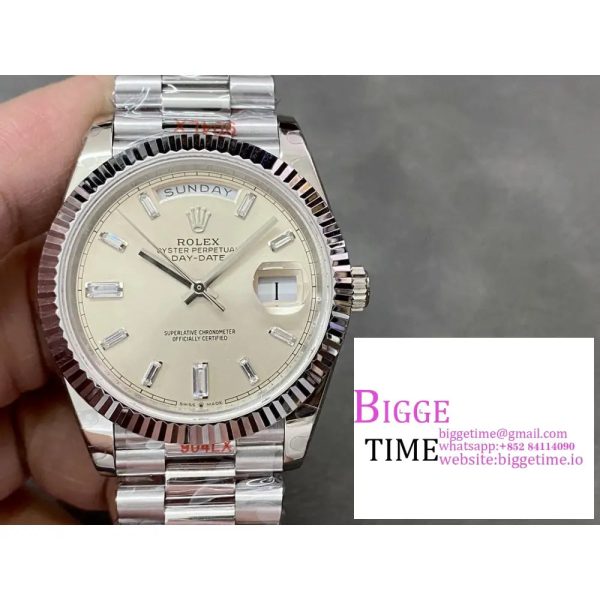 DayDate 40MM Silver Dial Diamond Marker President Bracelet GMF A2836 Tungsten - Image 3