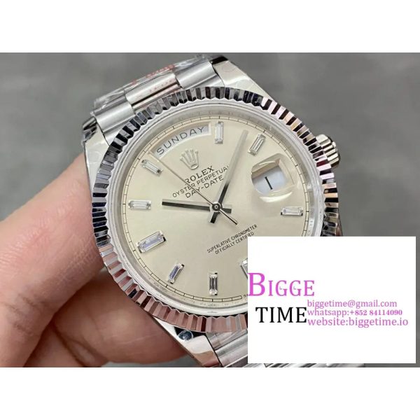 DayDate 40MM Silver Dial Diamond Marker President Bracelet GMF A2836 Tungsten - Image 4