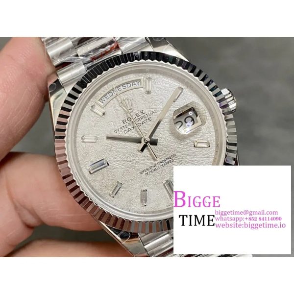 DayDate 40MM White Meteorite Dial President Bracelet GSF A2836 Tungsten - Image 4