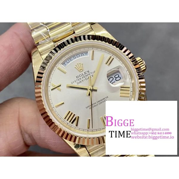 DayDate 40MM YG Silver Dial Roma Marker YG President Bracelet Noob A2836 Tungsten - Image 3