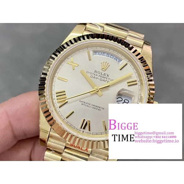 DayDate 40MM YG Silver Dial Roma Marker YG President Bracelet Noob A2836 Tungsten - Image 4