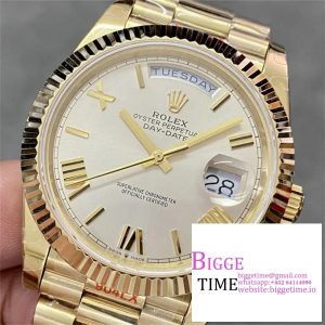 DayDate 40MM YG Silver Dial Roma Marker YG President Bracelet Noob A2836 Tungsten