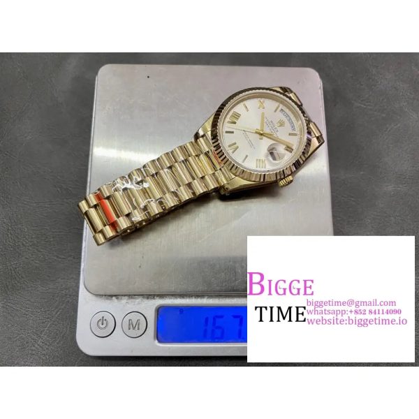 DayDate 40MM YG Silver Dial Roma Marker YG President Bracelet Noob A2836 Tungsten - Image 6