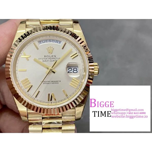 DayDate 40MM YG Silver Dial Roma Marker YG President Bracelet Noob A2836 Tungsten - Image 5