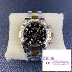 Daytona 116503 SS/YG Clean Factory 1:1 Best Edition Black Diamonds Dial on SS/YG Oyster Bracelet A4130