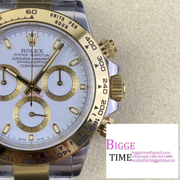 Daytona 116503 SS/YG Clean Factory 1:1 Best Edition White Stick Dial on SS/YG Oyster Bracelet A4130 - Image 5